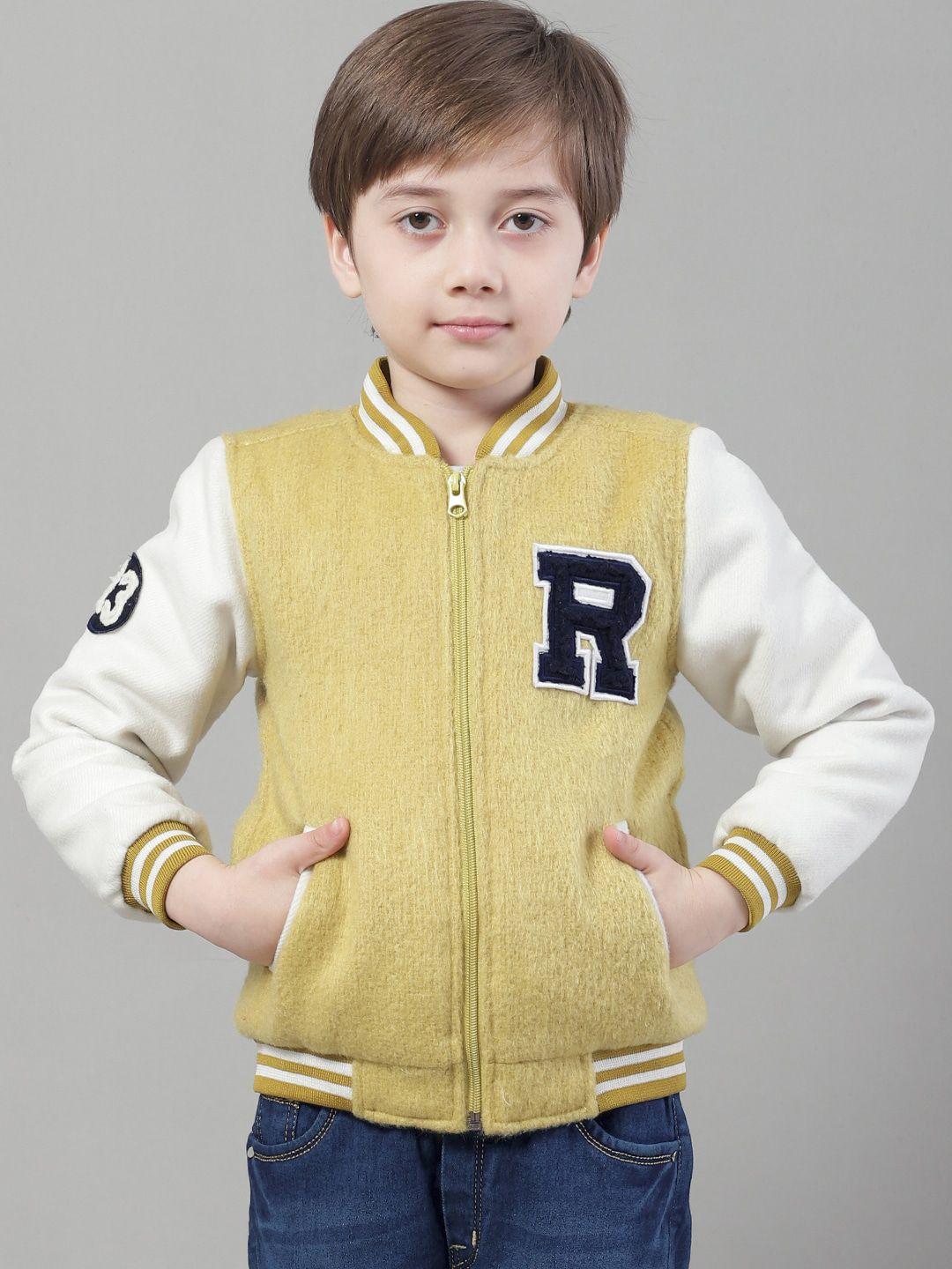 house of vedas boys colourblocked mandarin collar zip detail lightweight varsity jacket