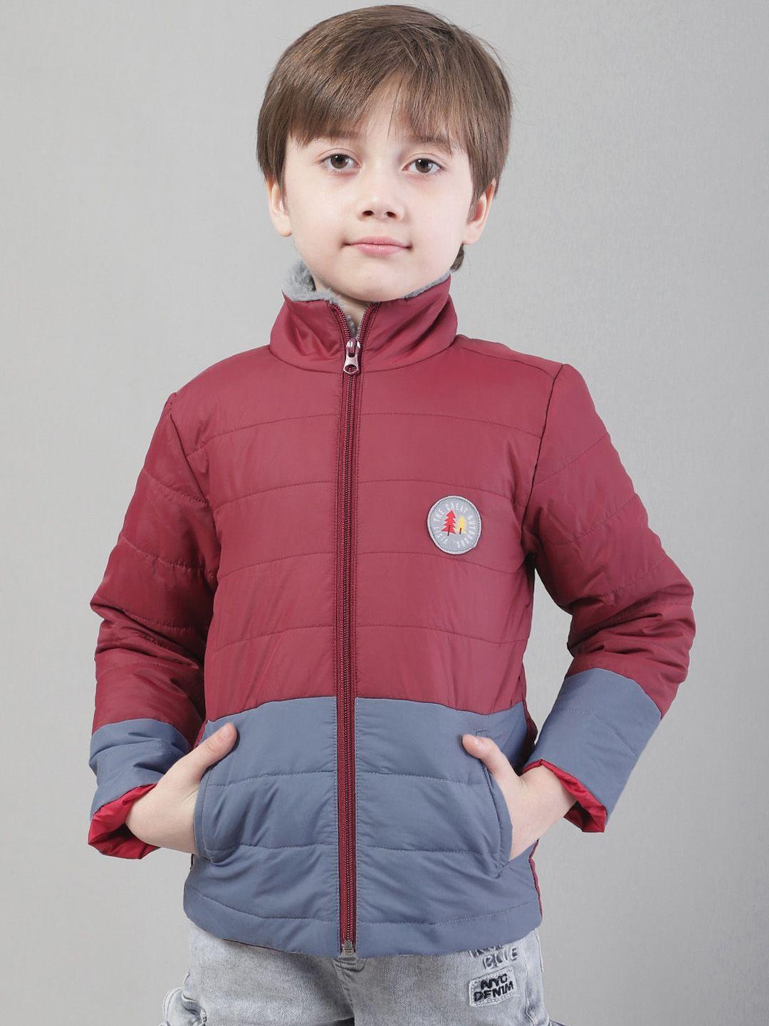 house of vedas boys colourblocked mock collar long sleeve lightweight padded jacket