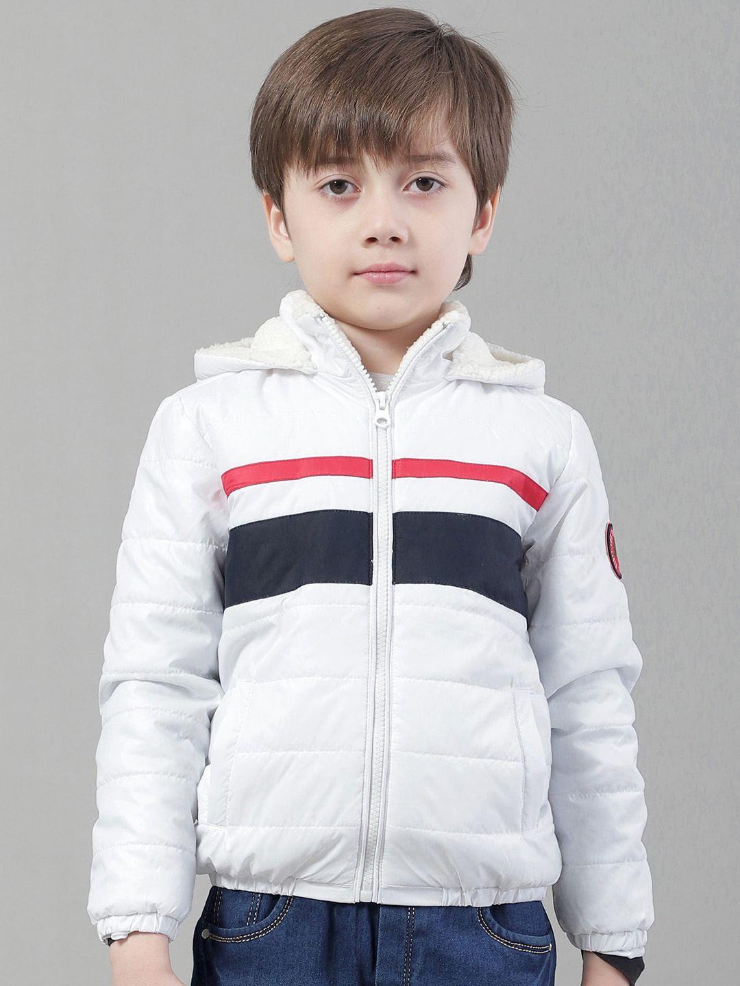 house of vedas boys lightweight striped hooded padded jacket