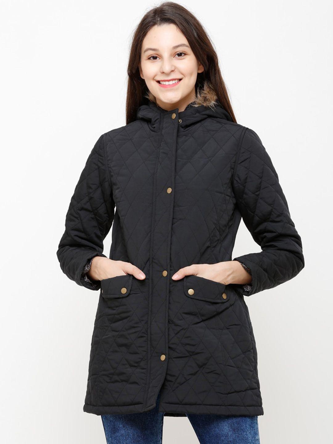 house of vedas women black lightweight longline outdoor padded jacket