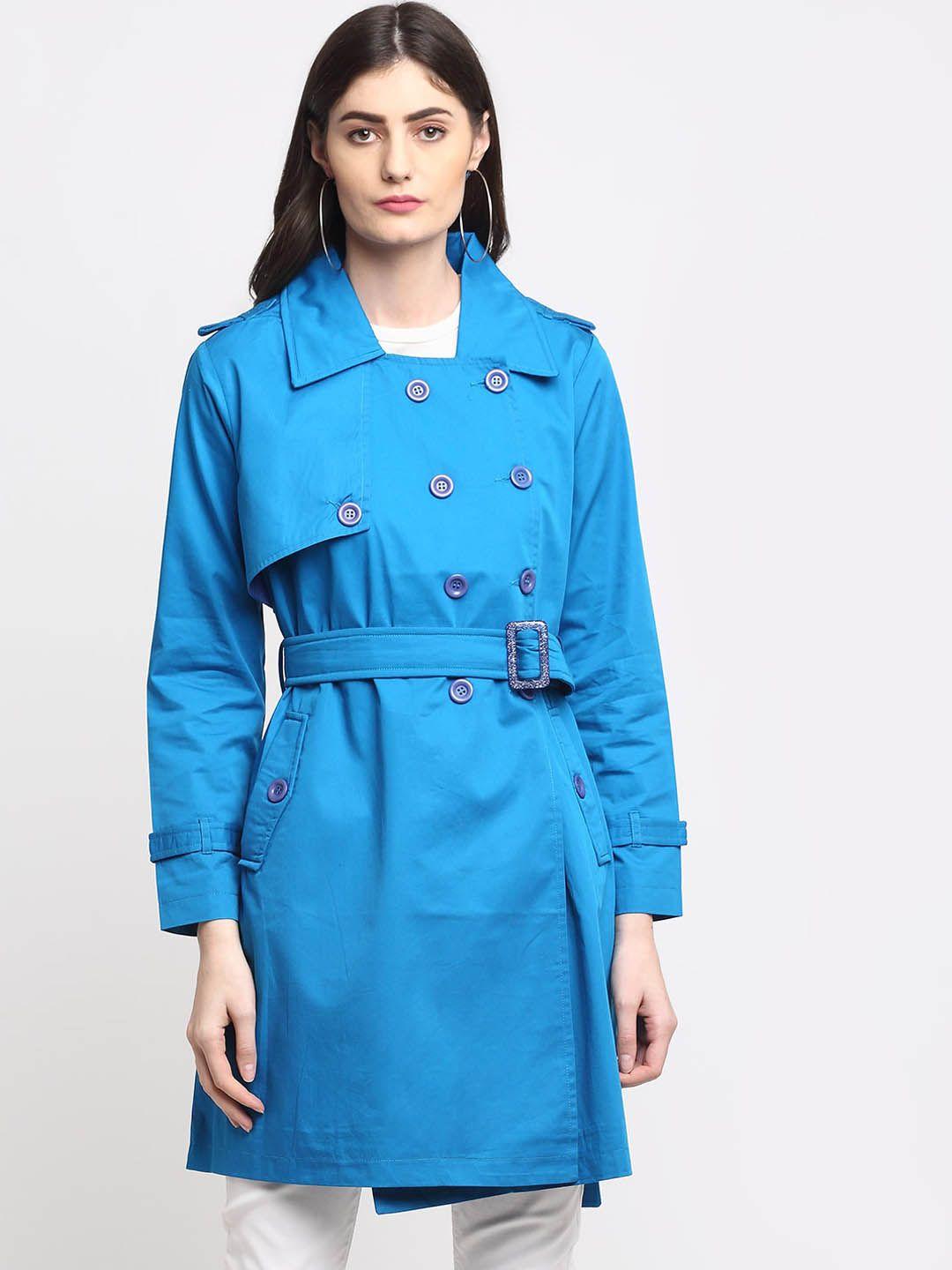 house of vedas women blue lightweight longline outdoor tailored jacket