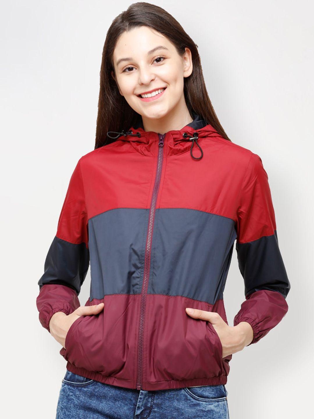 house of vedas women multicoloured colourblocked windcheater outdoor bomber with patchwork jacket