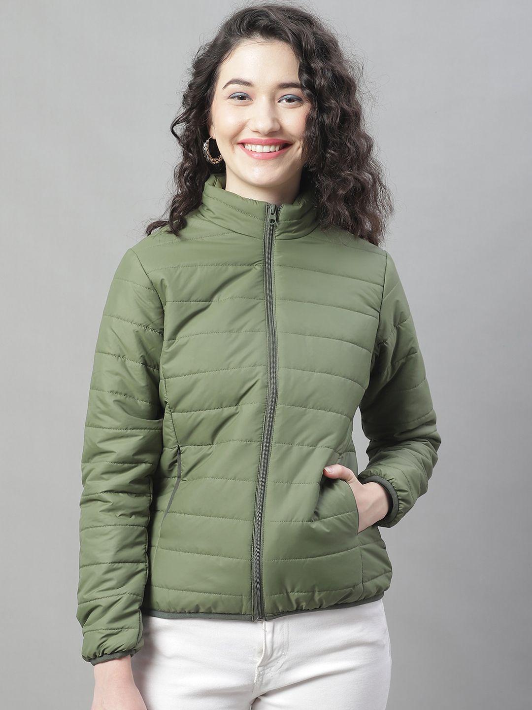 house of vedas women olive green lightweight outdoor puffer jacket