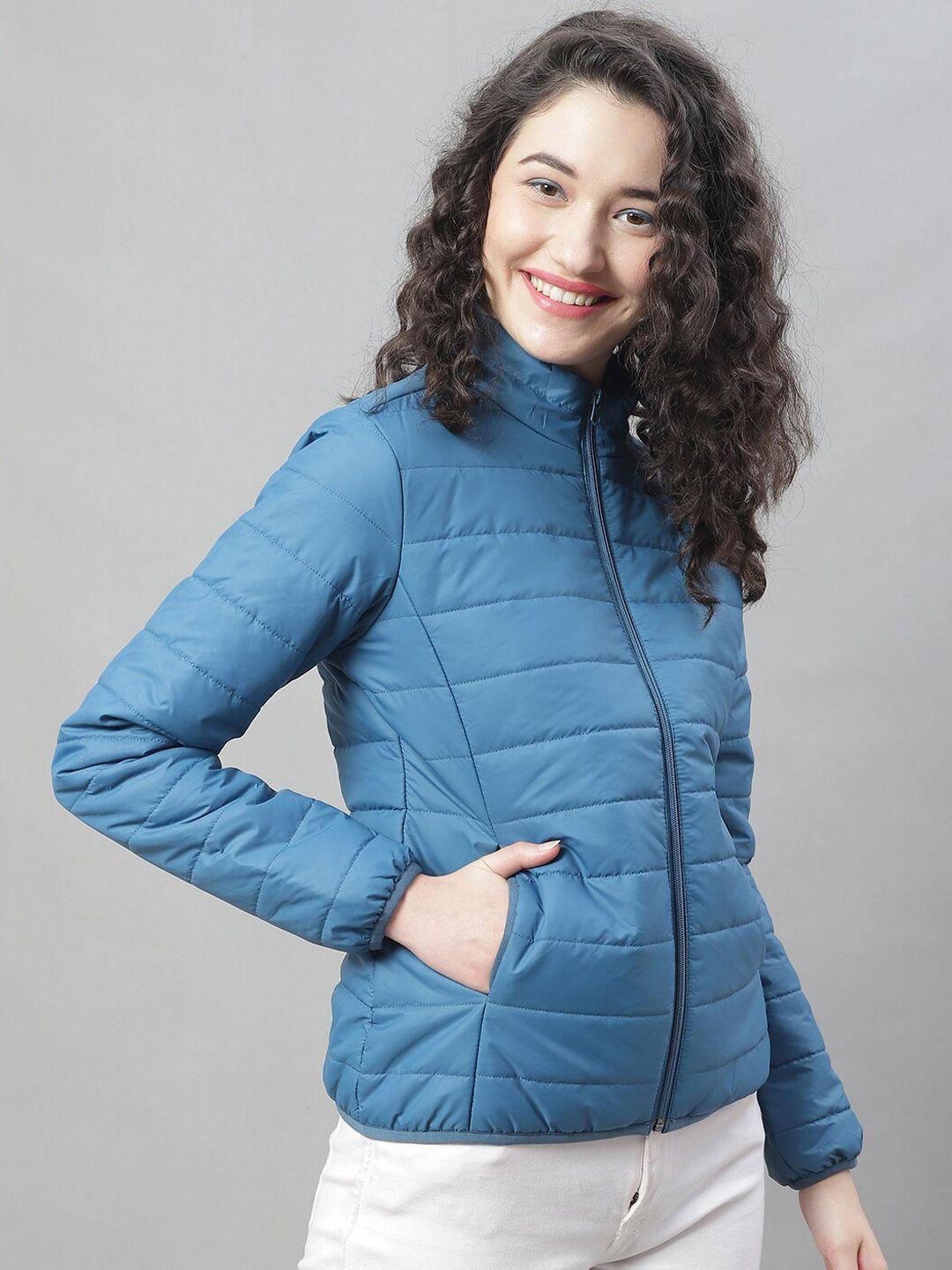 house of vedas women teal lightweight outdoor puffer jacket