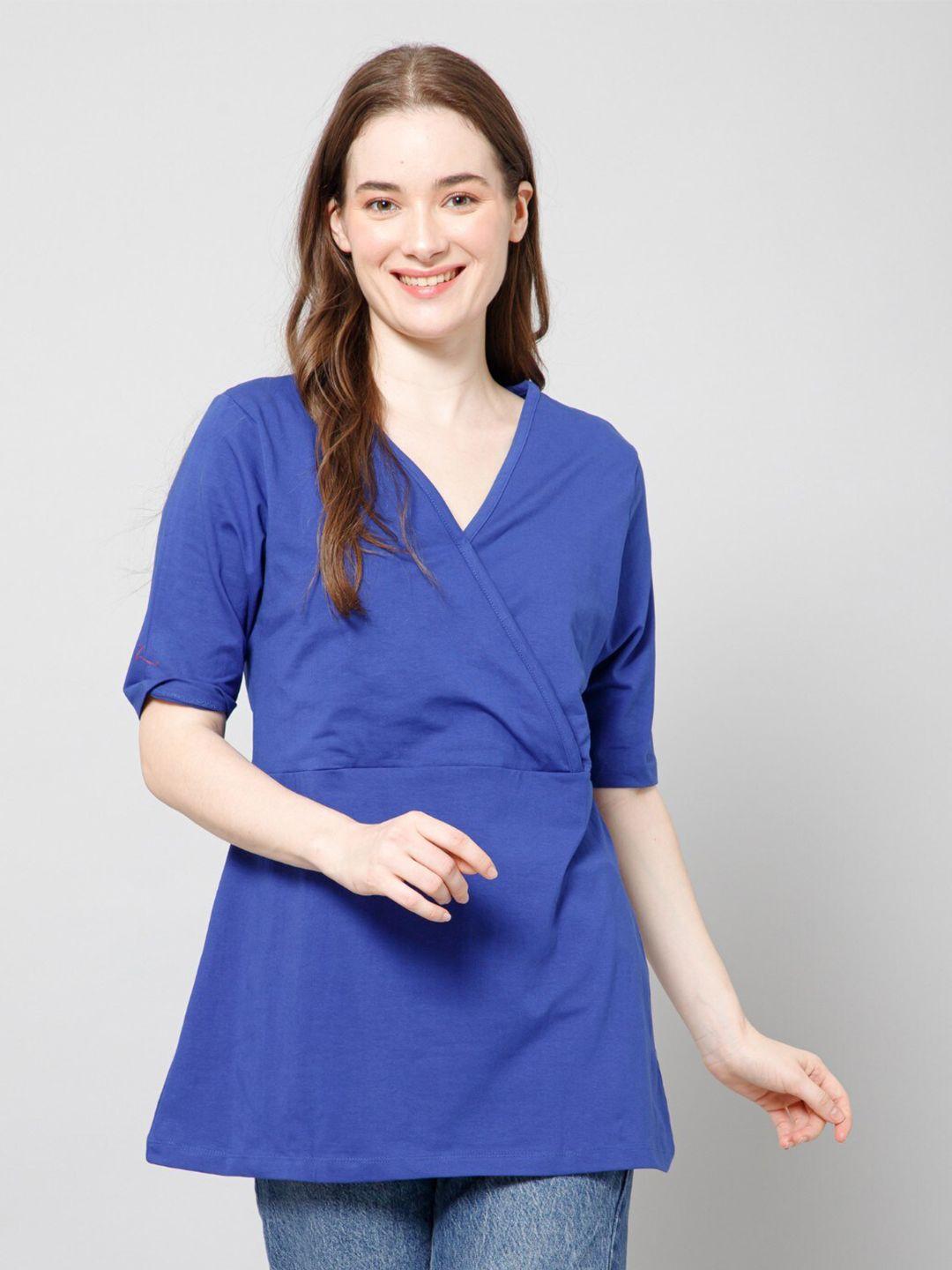 house of zelena blue cotton wrap top