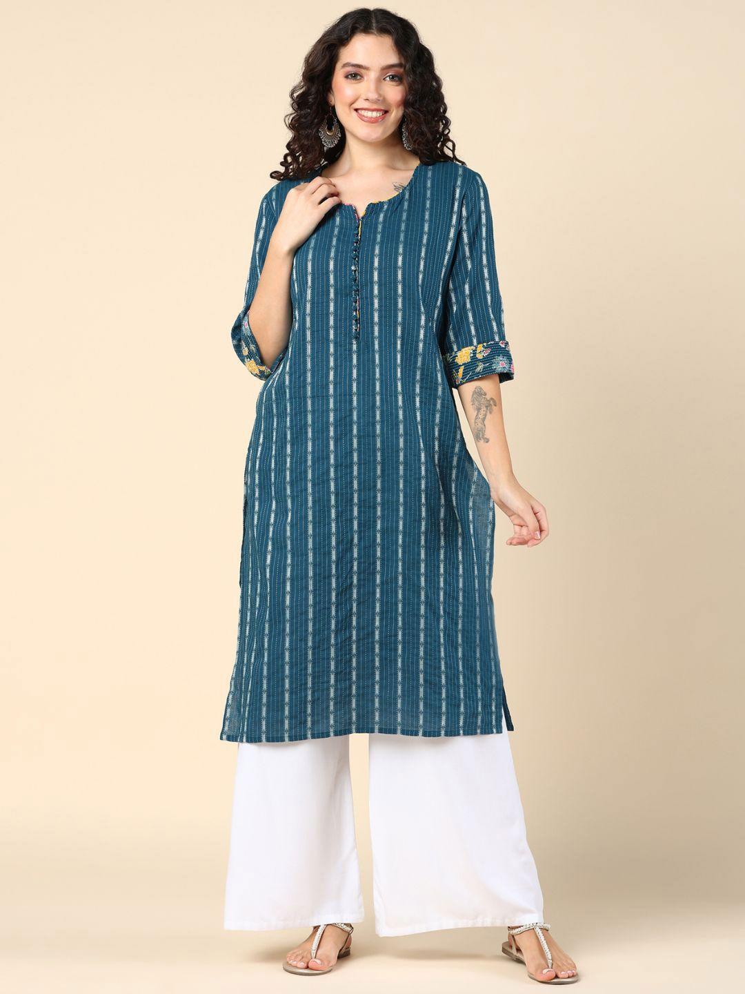 house of zelena ethnic motifs embroidered cotton kurta