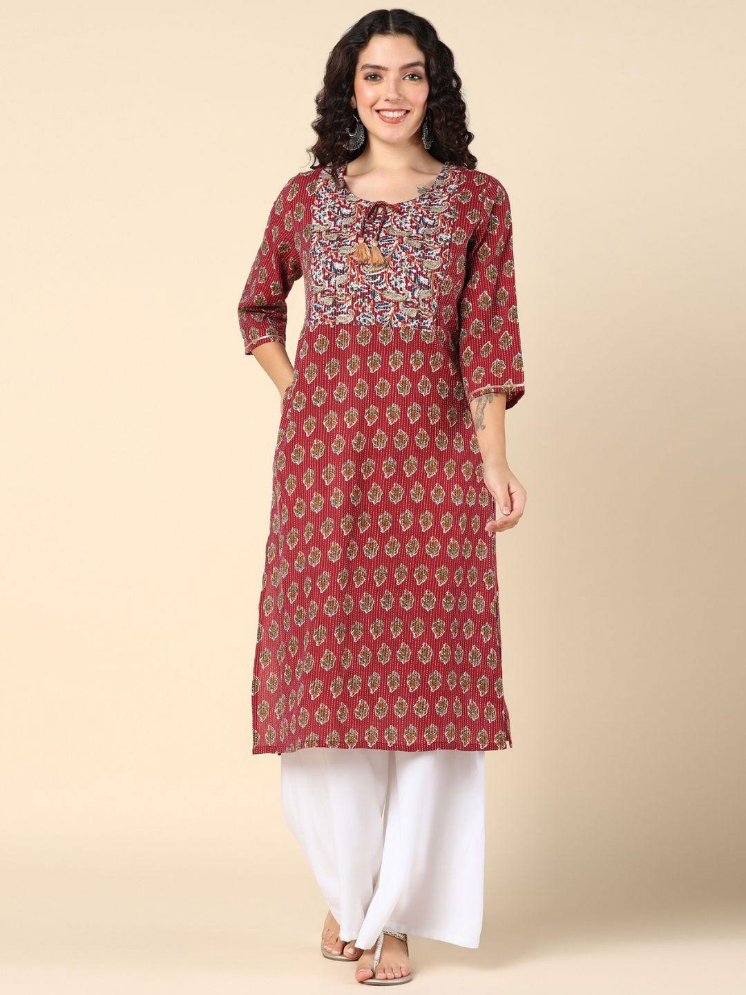 house of zelena ethnic motifs printed cotton maternity kurta