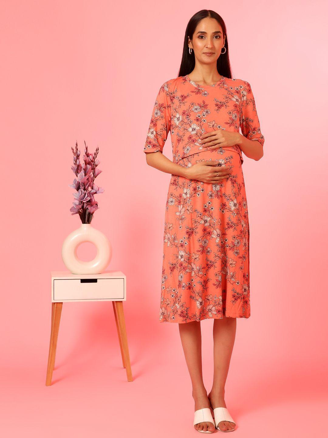 house of zelena floral print cotton maternity a-line dress