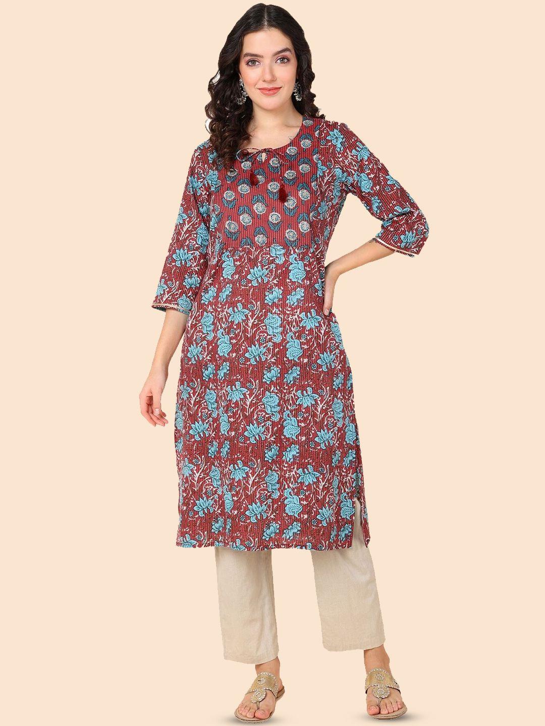 house of zelena floral printed pure cotton maternity kurti