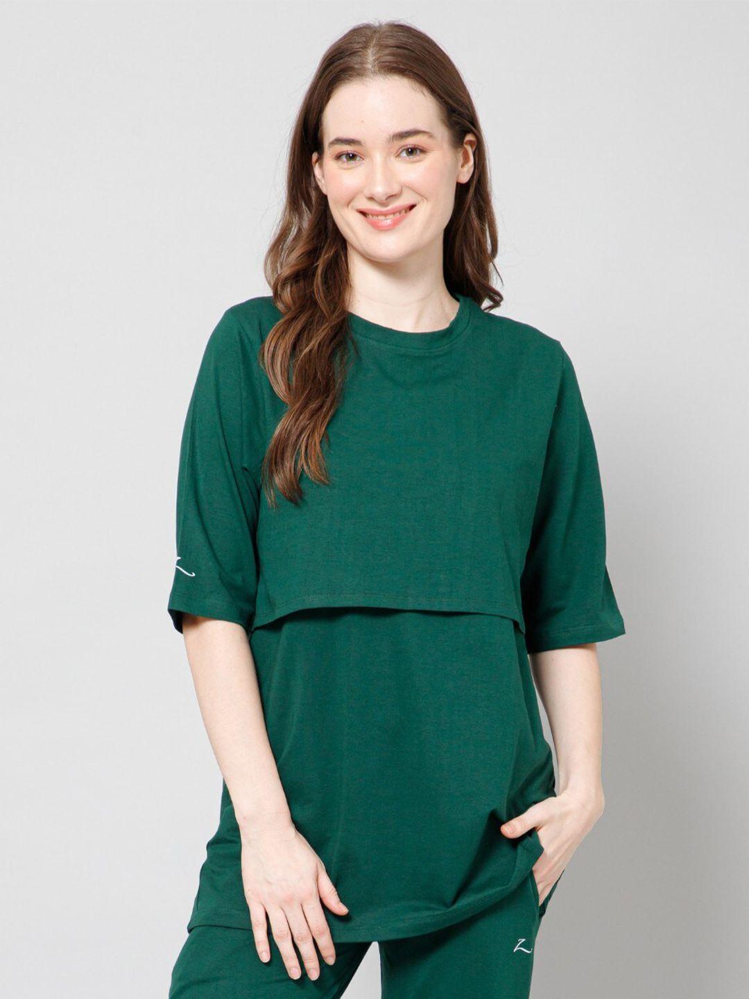 house of zelena green extended sleeves cotton top