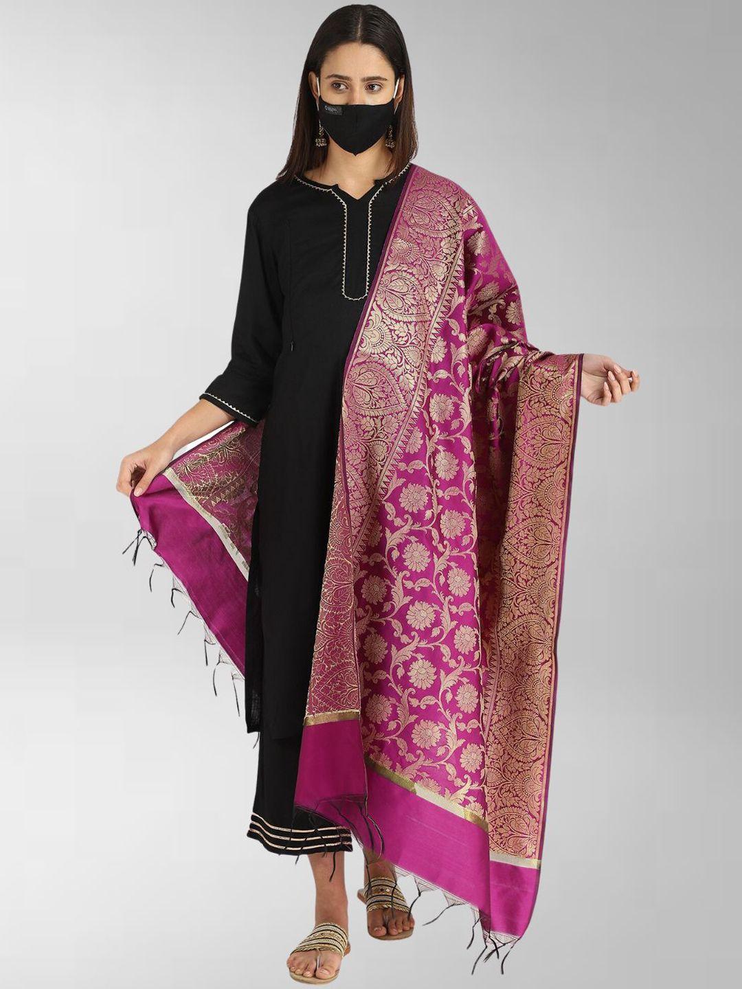 house of zelena women black regular kurta with palazzos & with dupatta