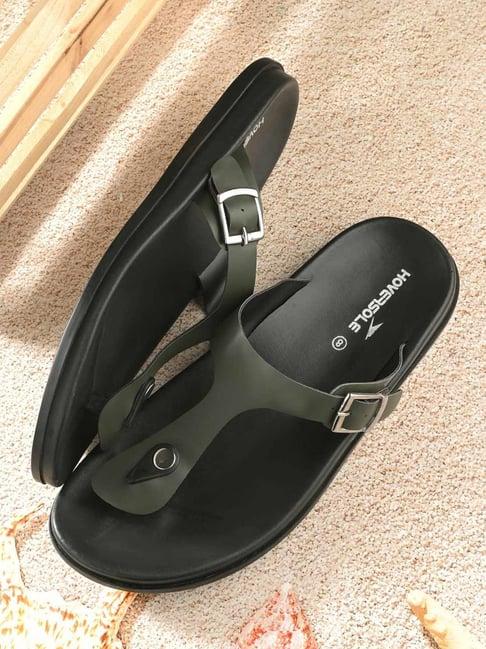 hoversole men's olive t-strap sandals