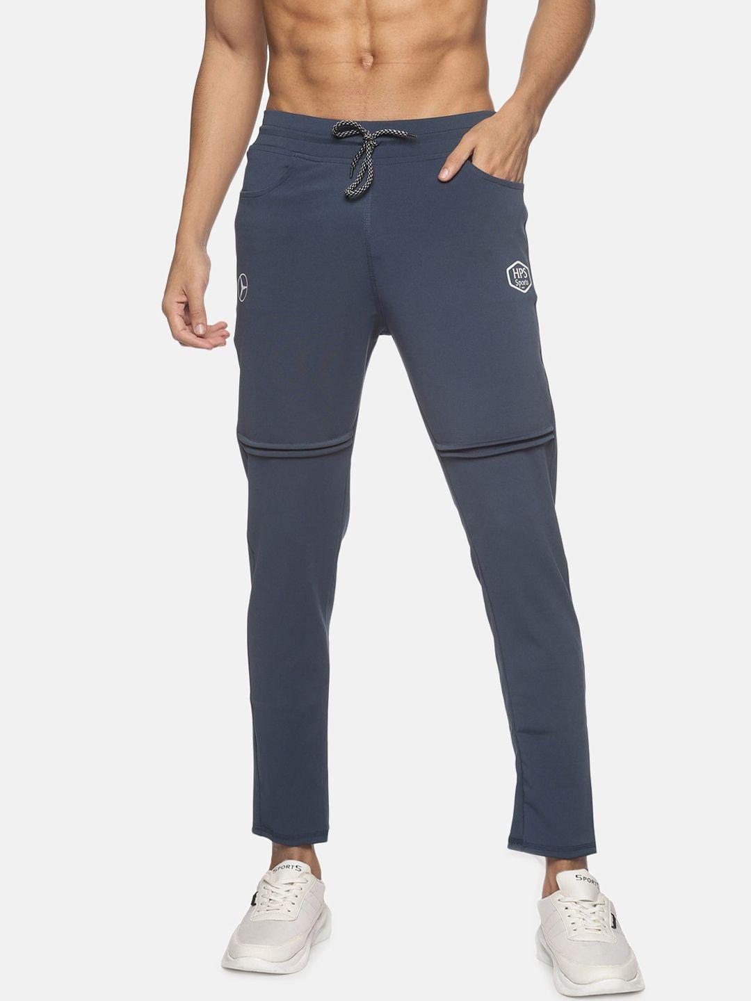 hps sports men blue solid track pants