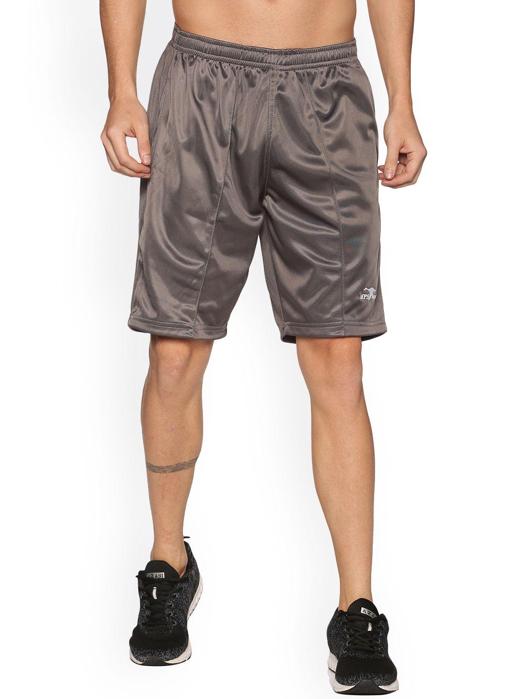 hps sports men grey solid slim fit sports shorts
