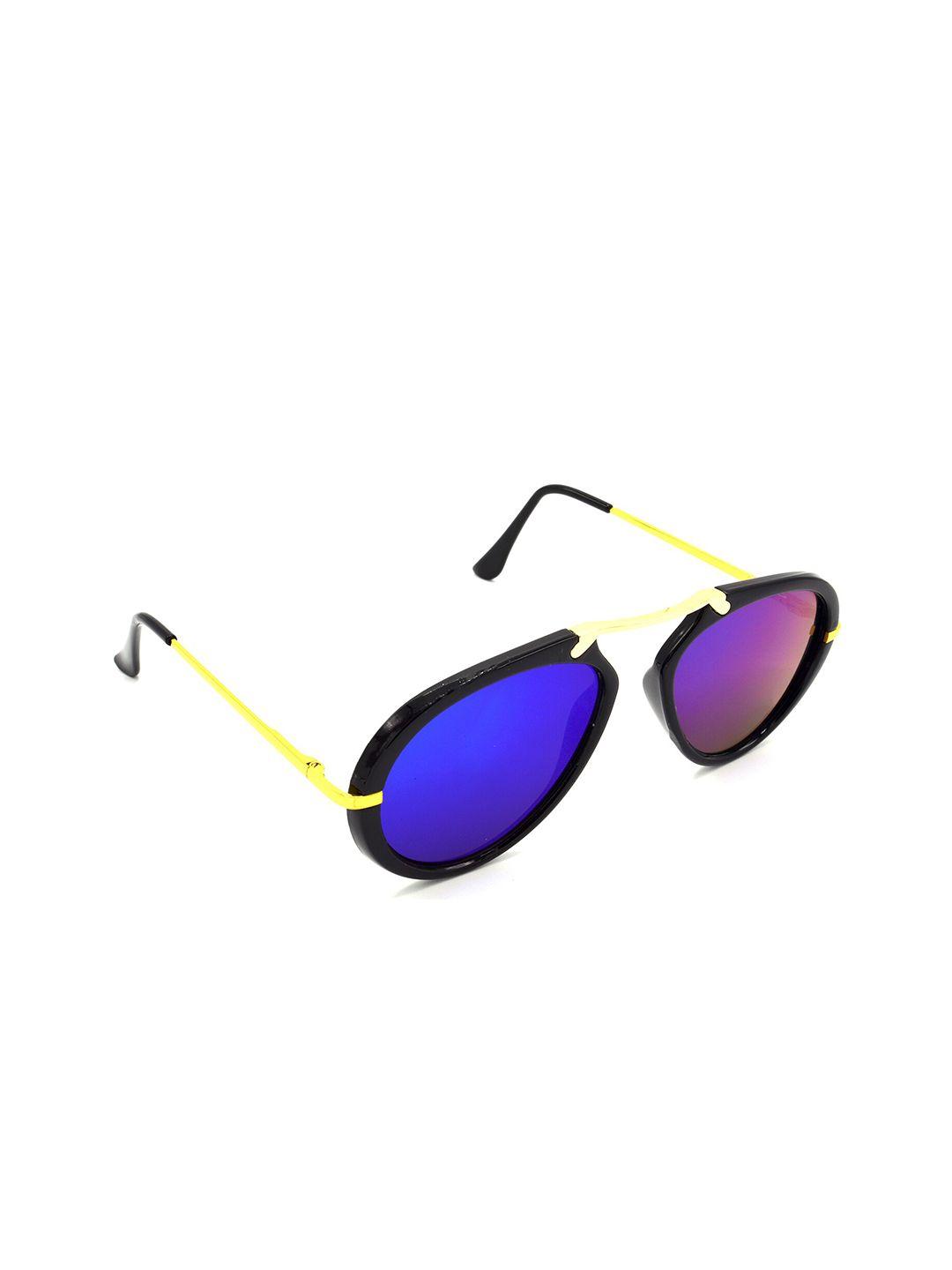 hrinkar unisex blue round sunglasses with uv protected lens