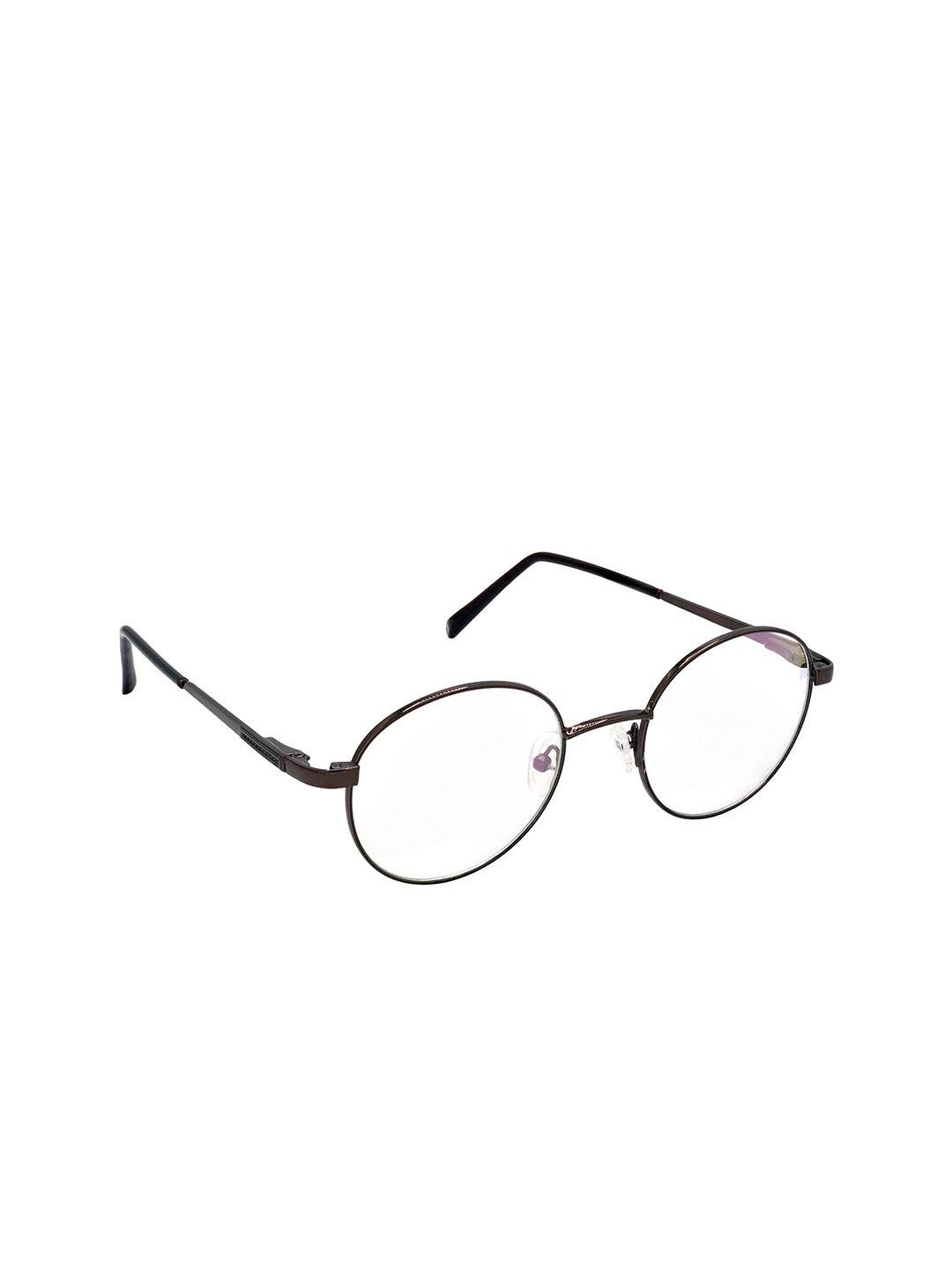 hrinkar unisex brown & transparent full rim oval frames