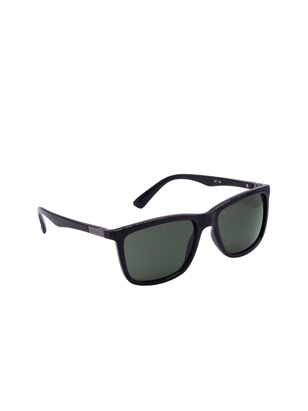 hrinkar unisex green lens & black rectangle sunglasses with uv protected lens