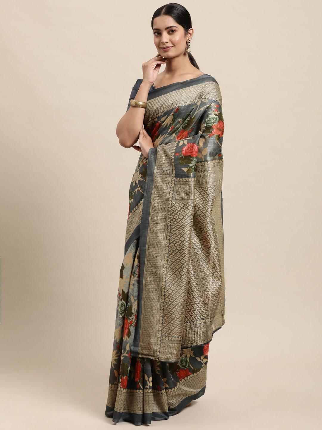 hritika ethnic floral art silk saree