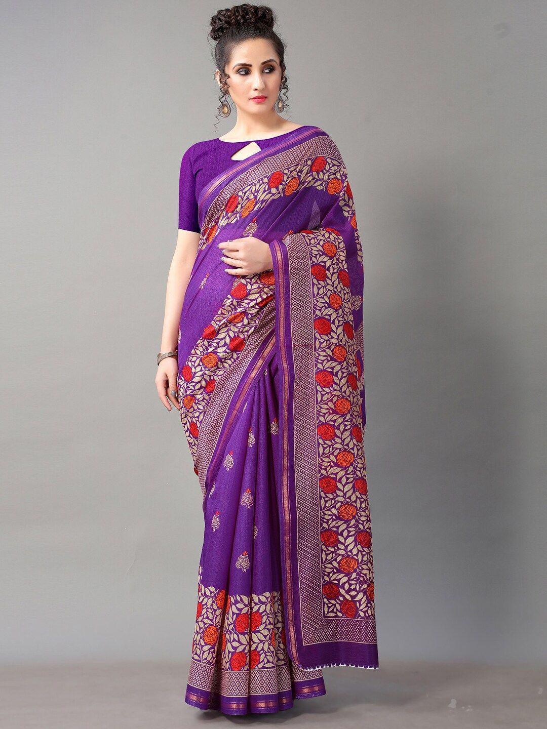 hritika floral printed art silk saree
