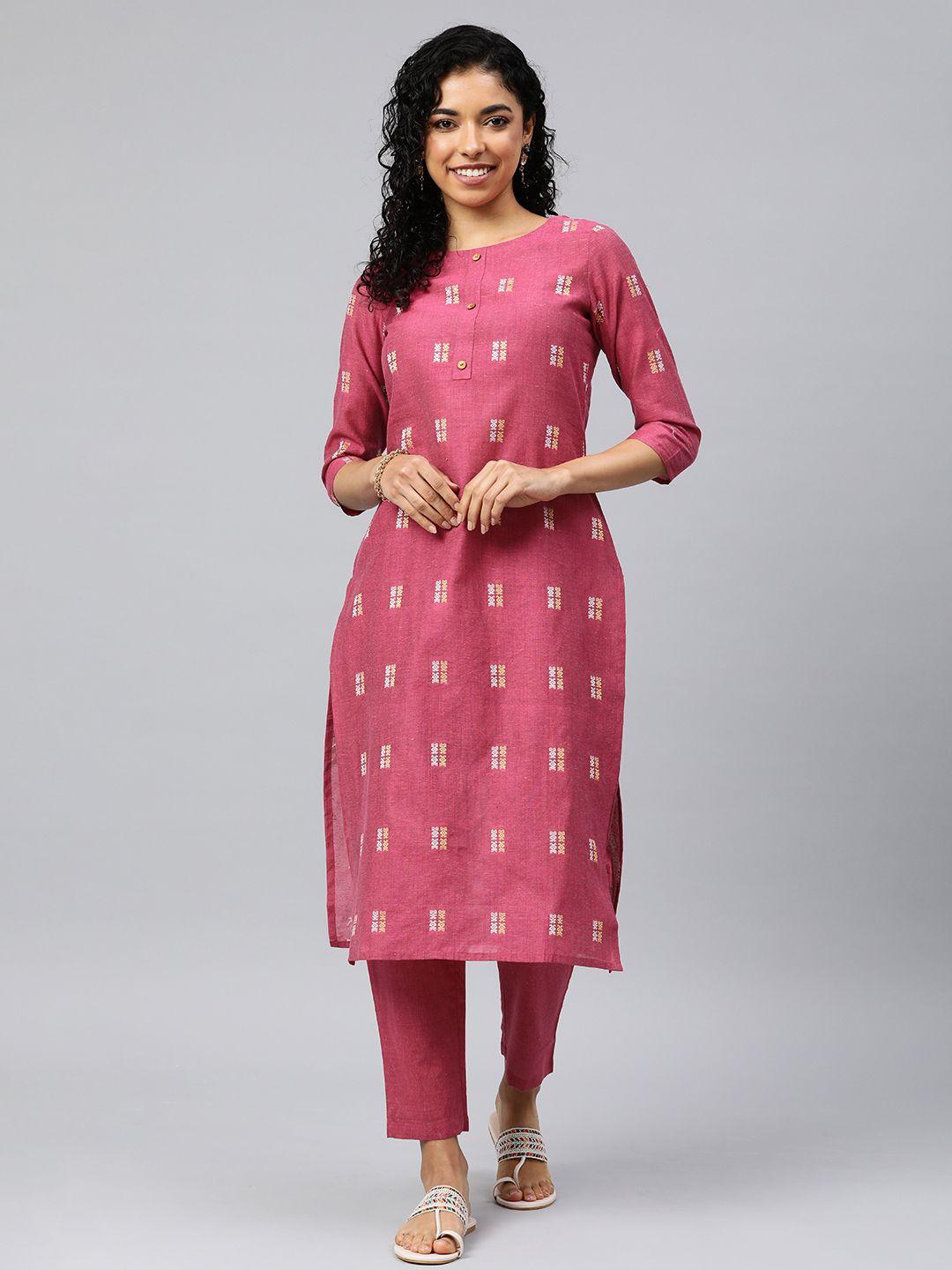 hritika geometric woven design kurta with trousers