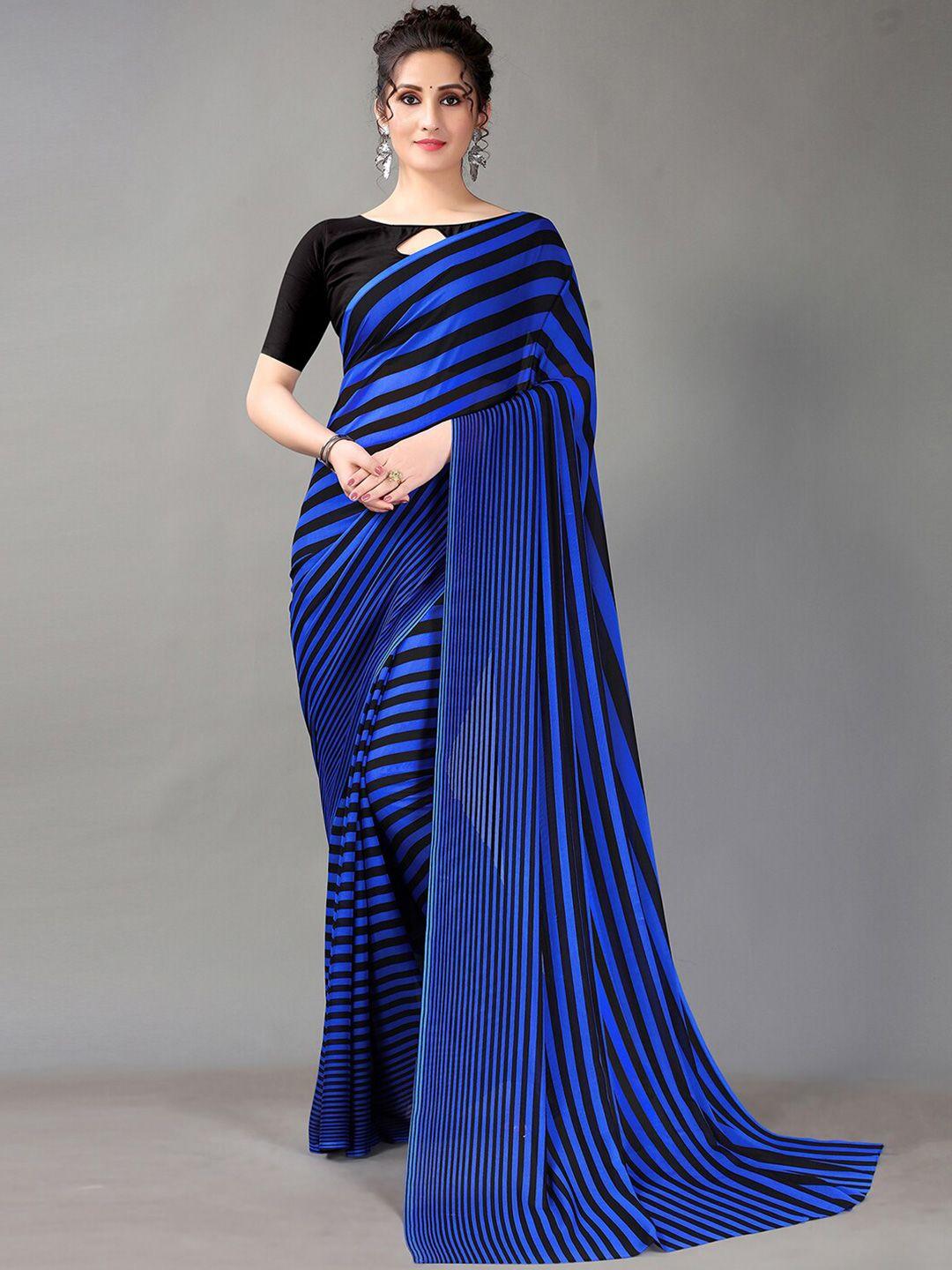 hritika striped poly georgette saree