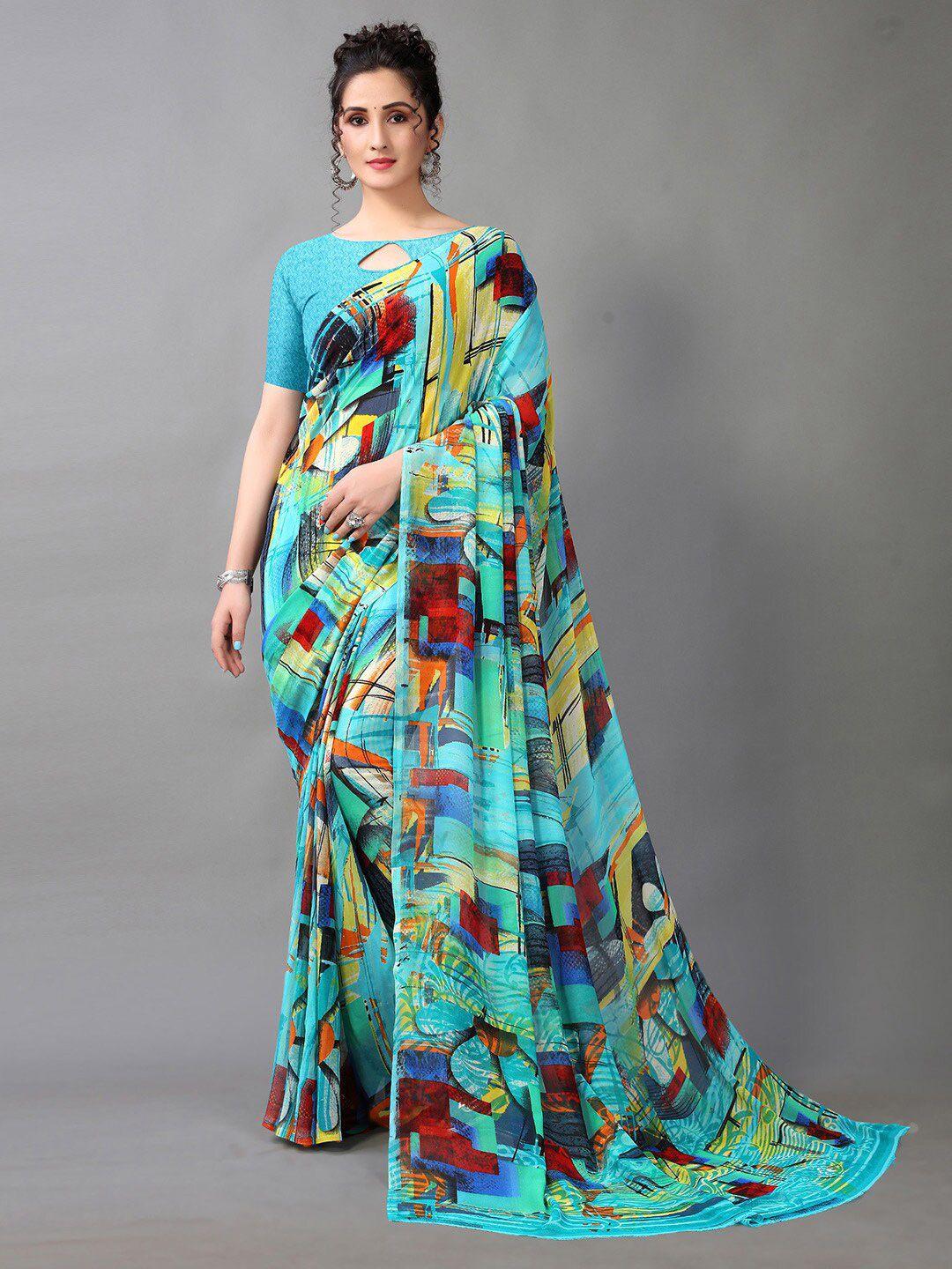 hritika abstract printed pure georgette saree