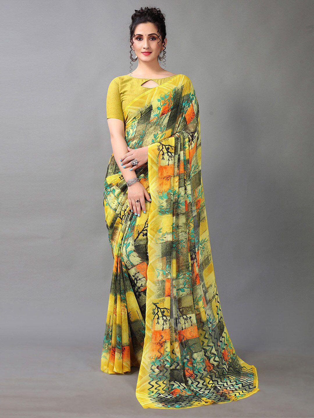 hritika abstract printed pure georgette saree