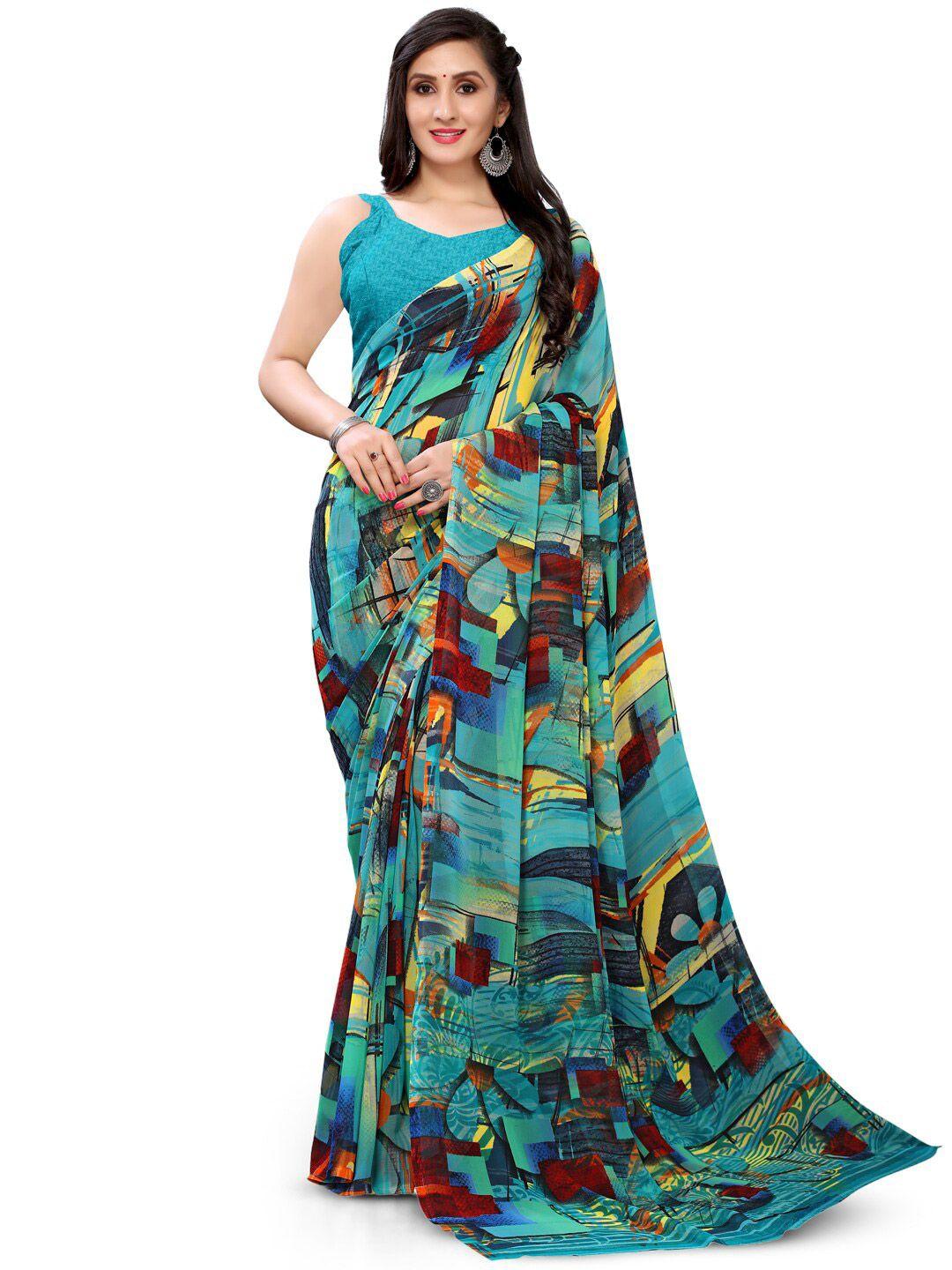 hritika abstract printed pure georgette saree