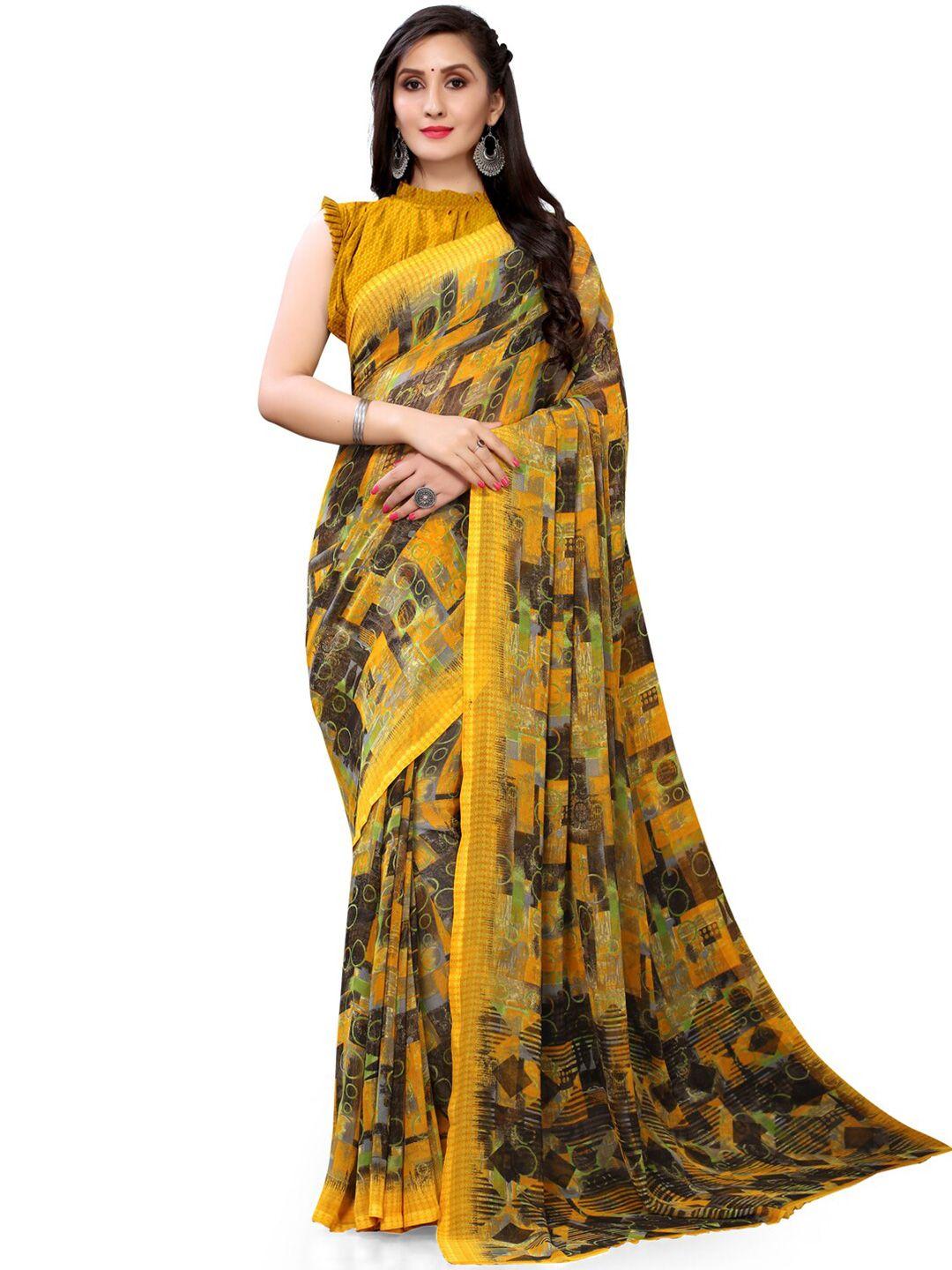 hritika abstract printed pure georgette saree