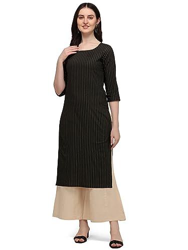 hritika black colored solid plain strips effect with golden shimmer cotton blend kurta_(hrk0014blck_s)