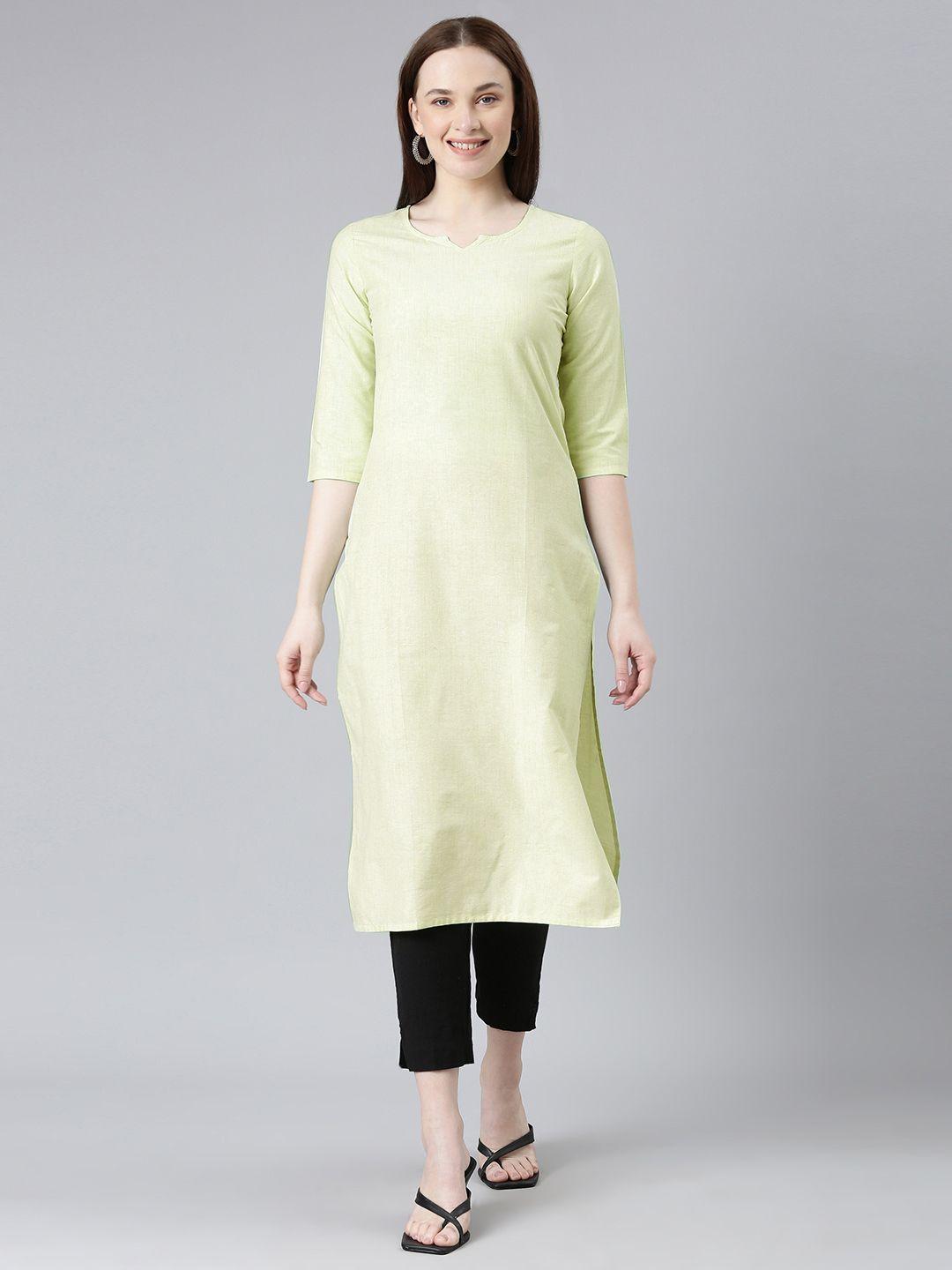 hritika cotton striped round neck kurta