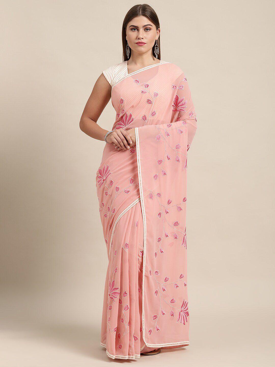 hritika floral embroidered pure georgette saree