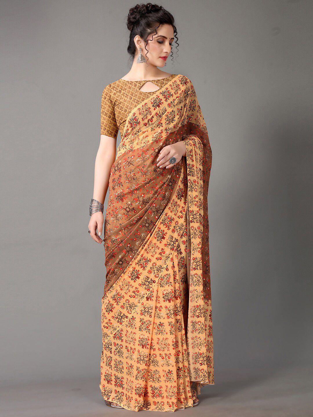 hritika floral printed block print saree