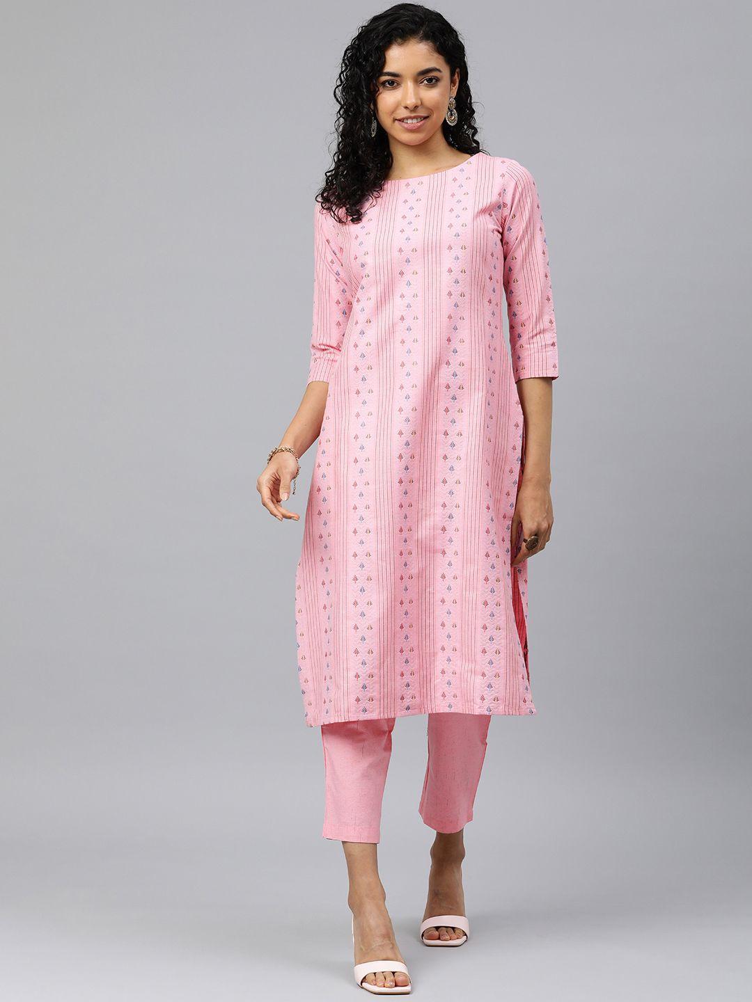 hritika geometric print kurta with trousers