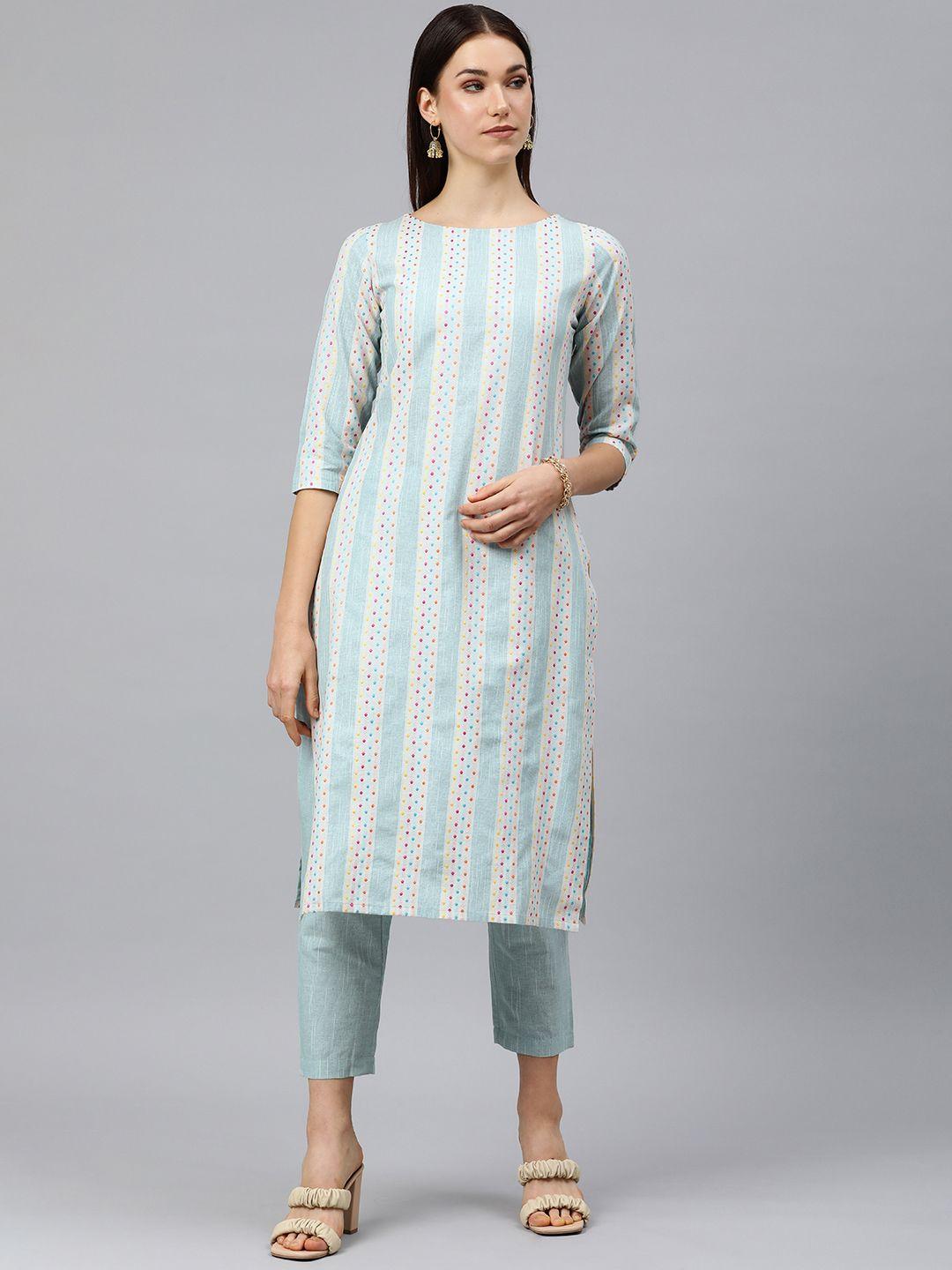 hritika geometric print kurta with trousers