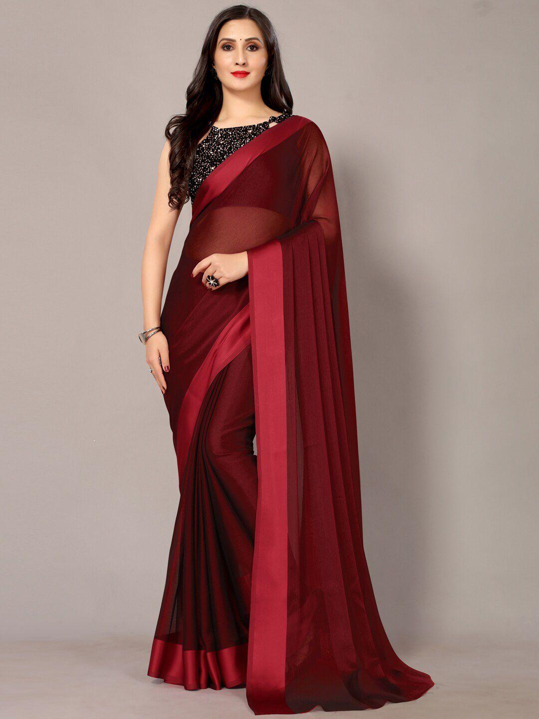 hritika maroon sequinned saree