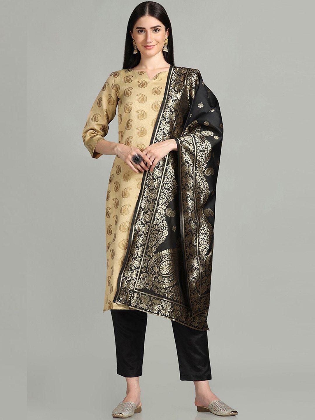 hritika paisley woven design zari kurta & trousers with dupatta