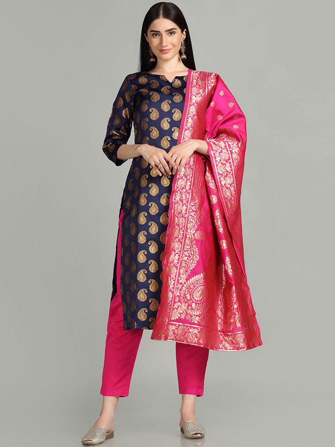 hritika paisley woven design zari kurta & trousers with dupatta