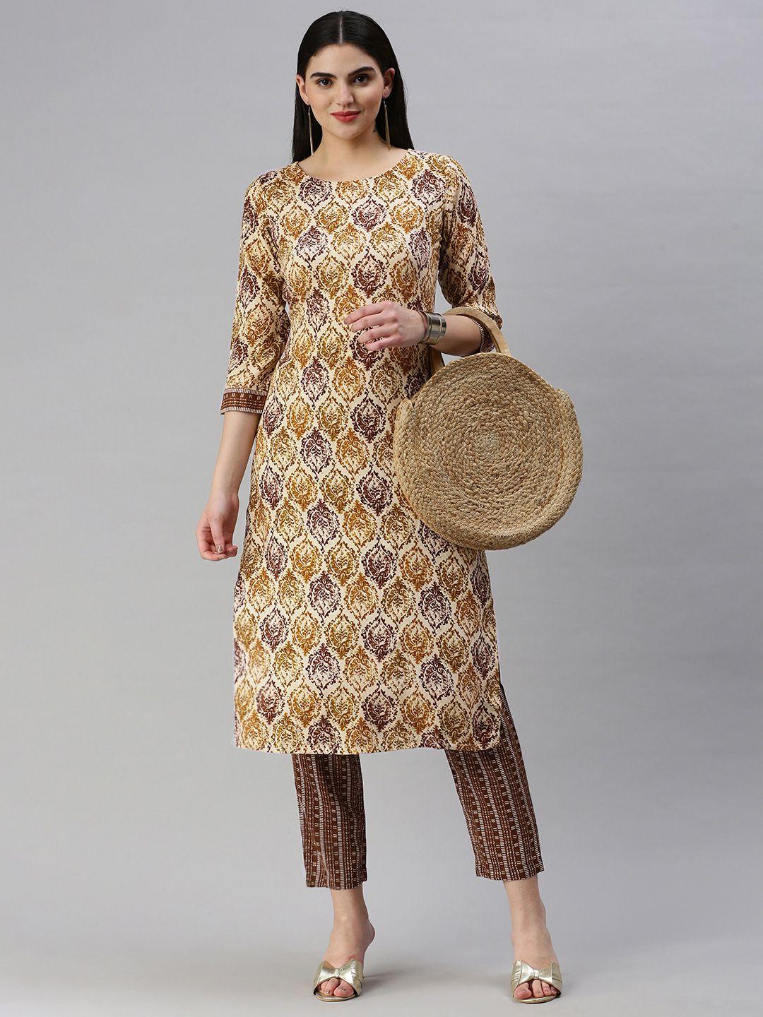 hritika printed regular kurta with trousers