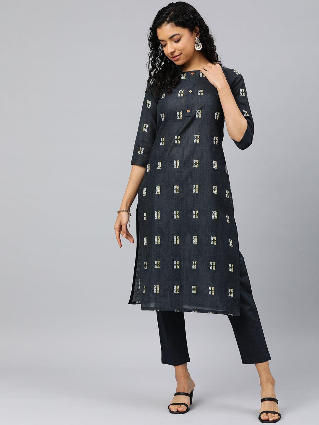 hritika printed regular kurta with trousers