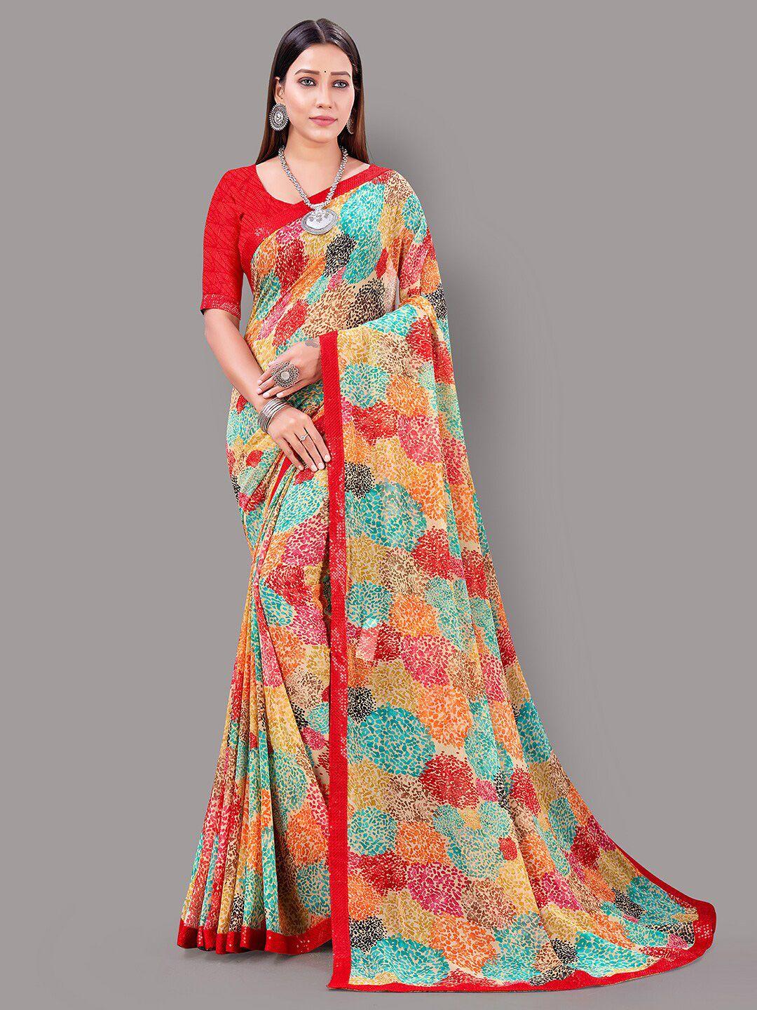 hritika printed sequinned pure georgette saree