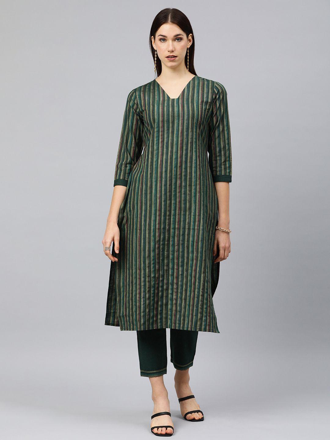 hritika striped regular kurta with trousers