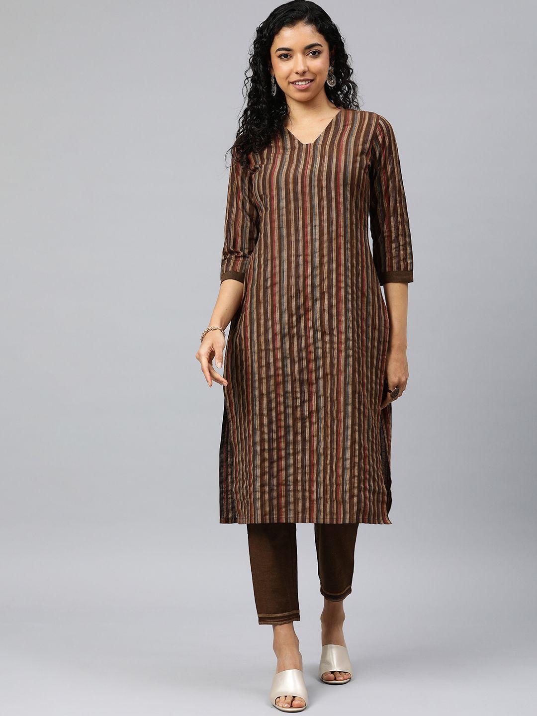 hritika striped regular kurta with trousers