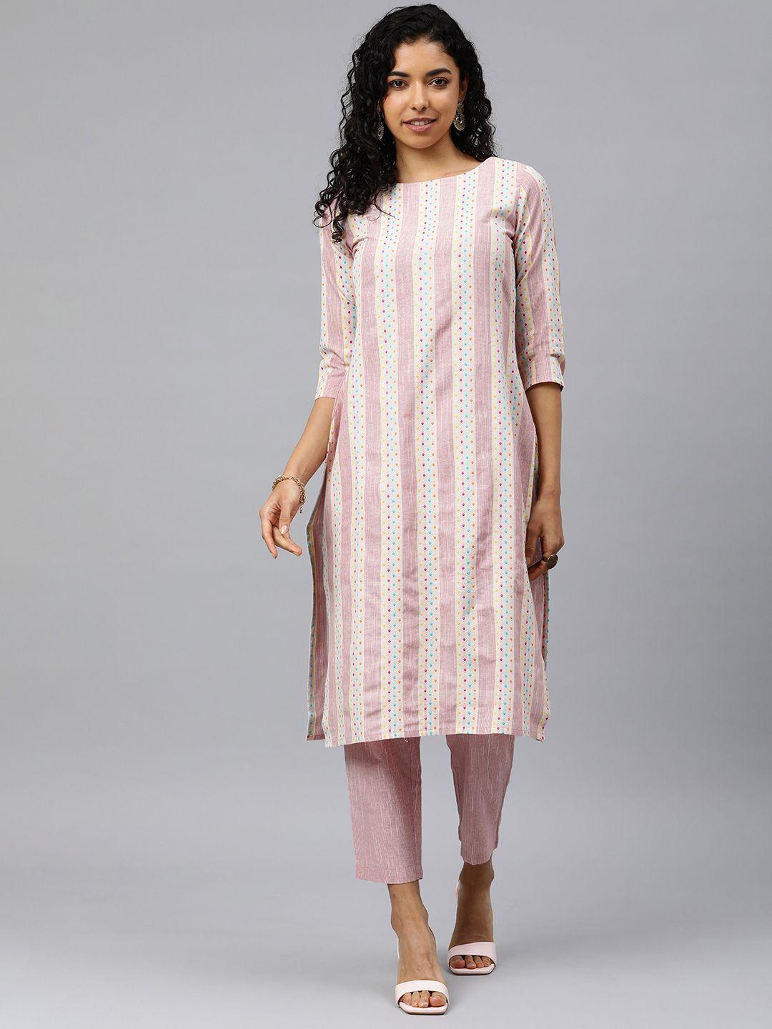 hritika striped regular kurta with trousers