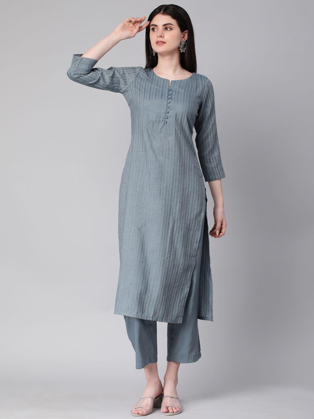 hritika striped regular pure cotton kurta with trousers