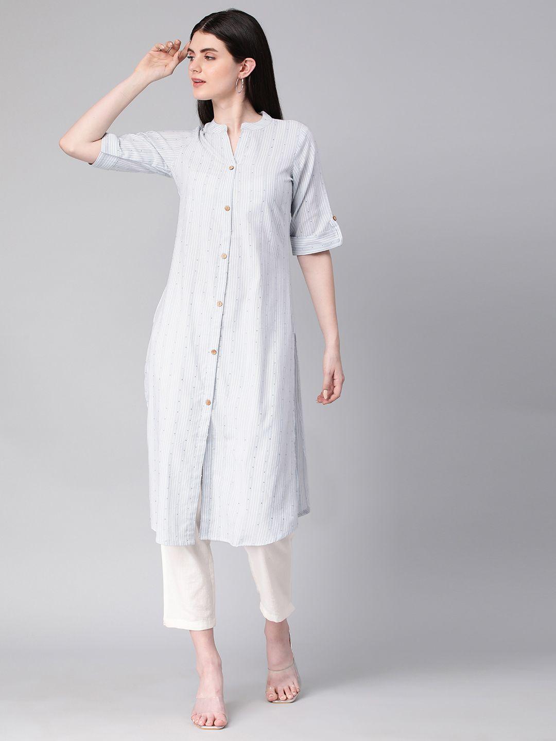 hritika striped sequinned kurta