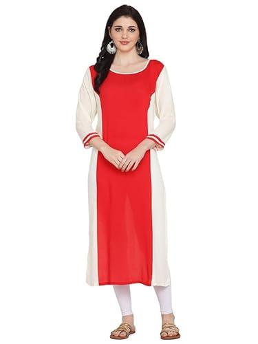 hritika women's colorblock red color kurta with calf length_(hrkr_sara1001kurtis0001_xl)