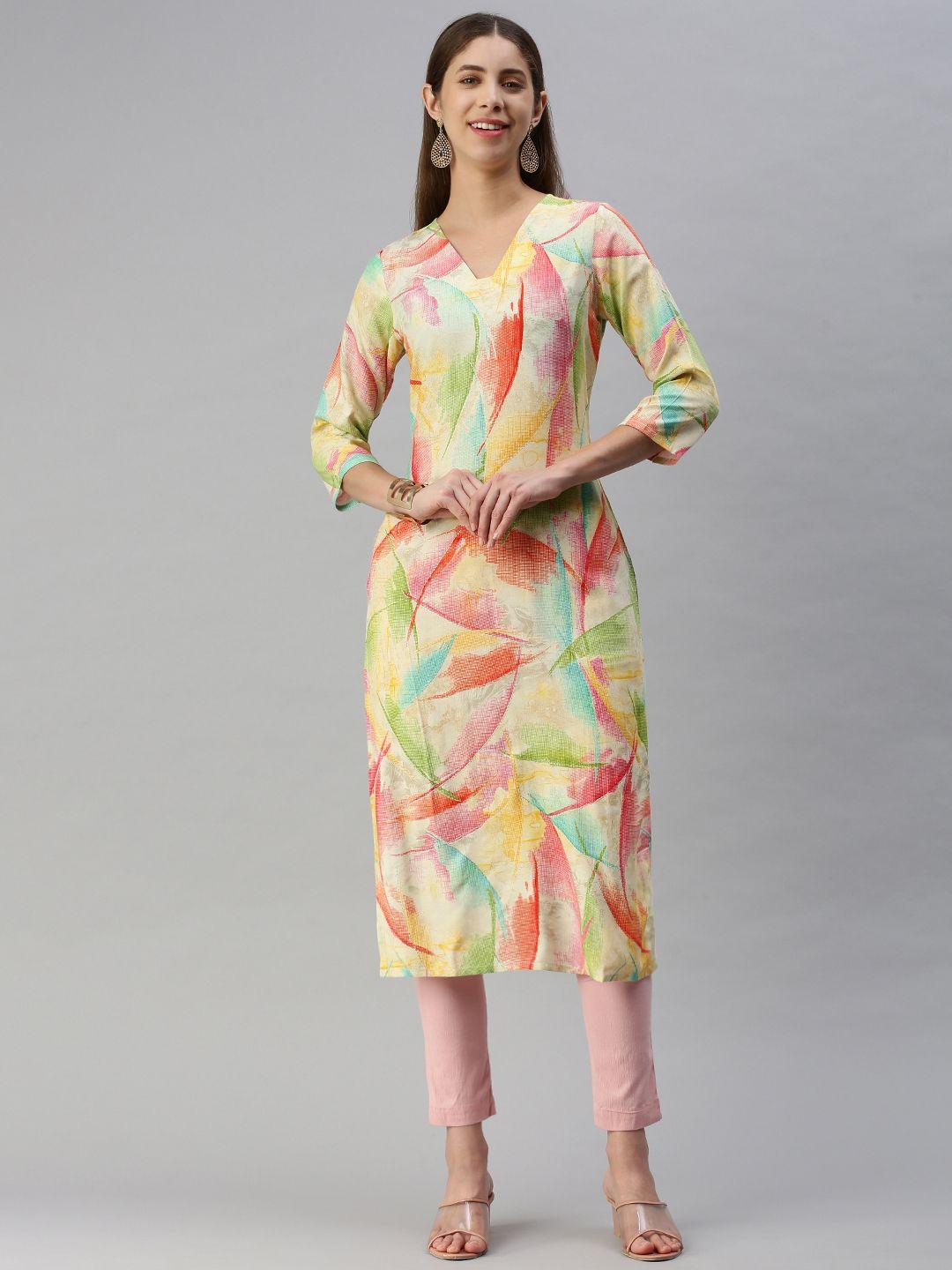 hritika women abstract printed straight kurta