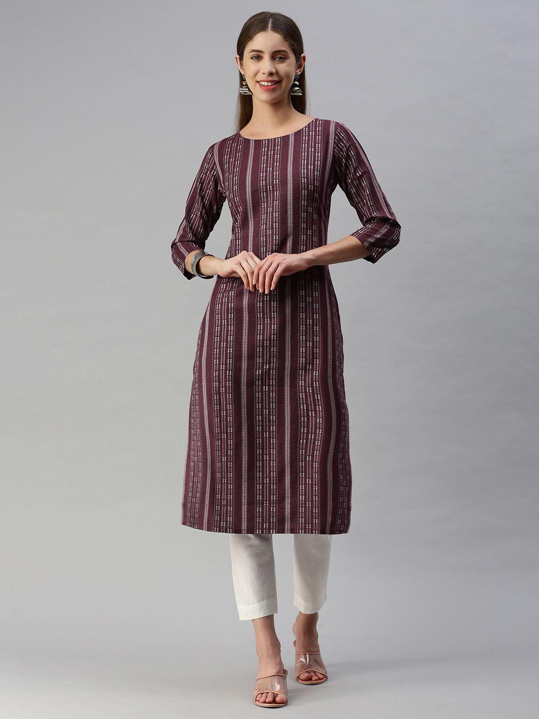 hritika women burgundy striped kurta