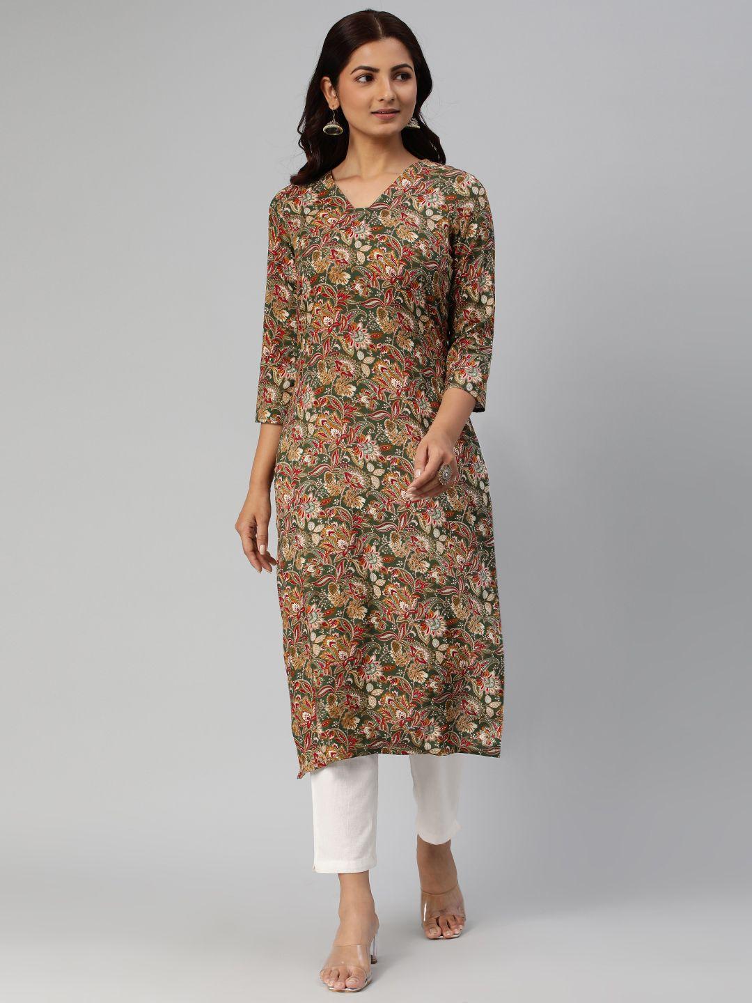 hritika women floral printed straight kurta